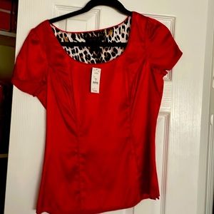 WHBM RED silk top Size 4 Dry Clean